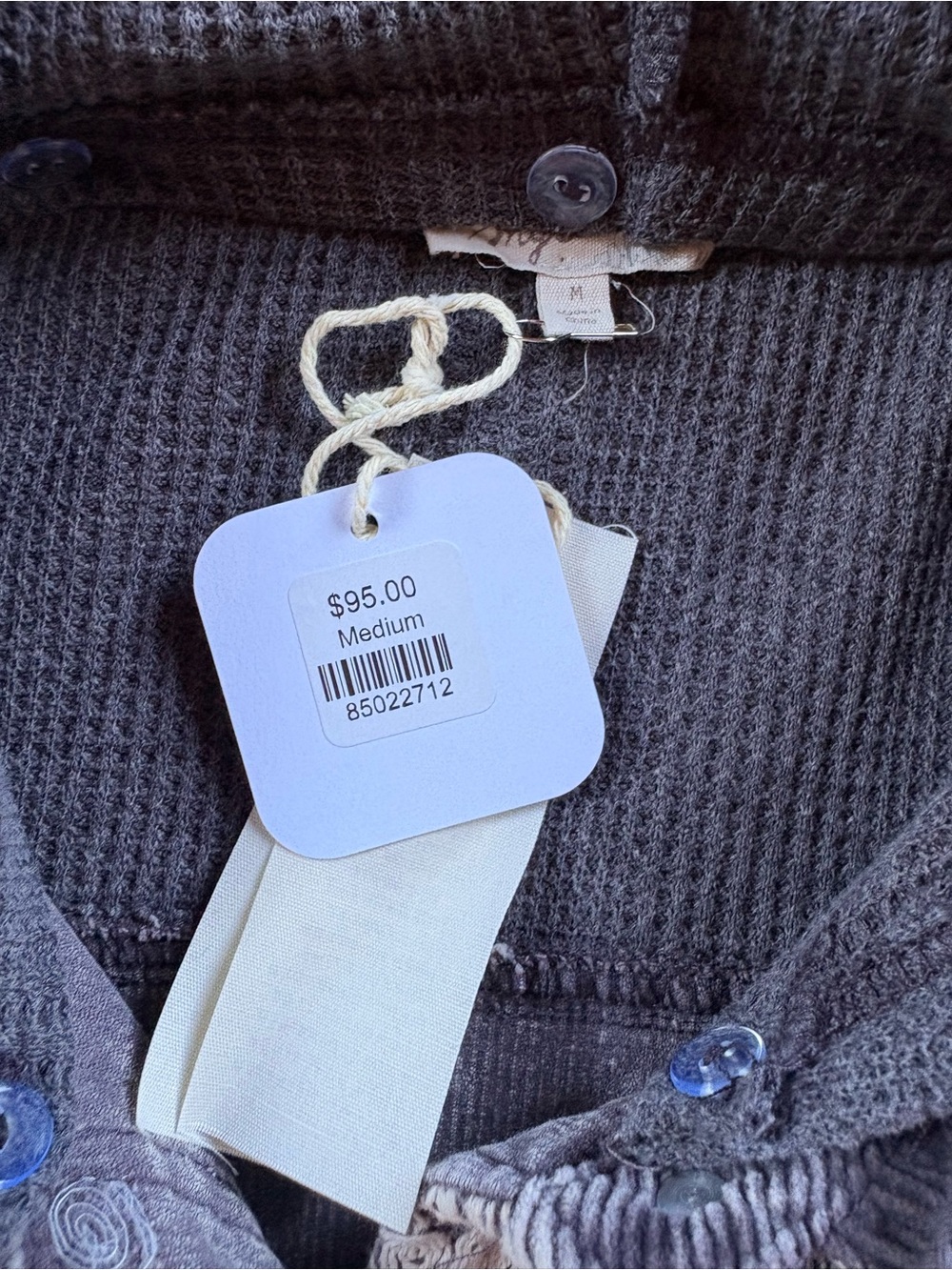 Blue Gray Floral Hooded Corduroy Shacket - Picture 4 of 9